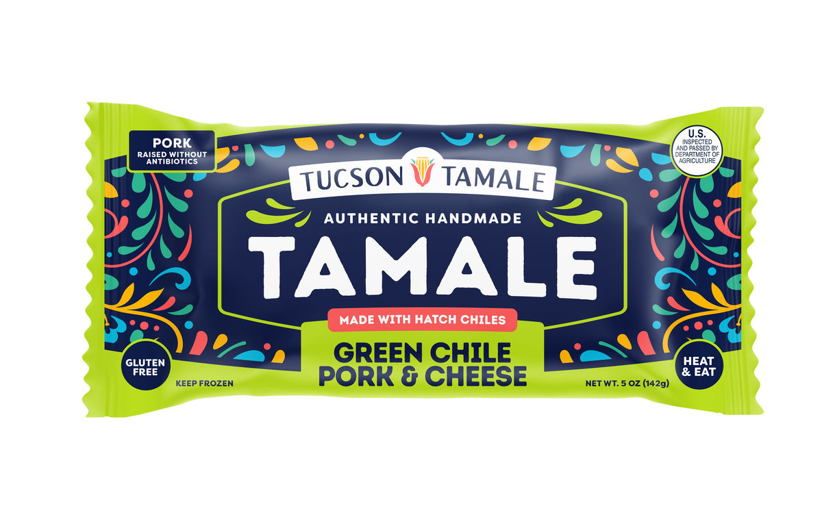 8 Single Serve/Case - Green Chile Pork & Cheese Tamales